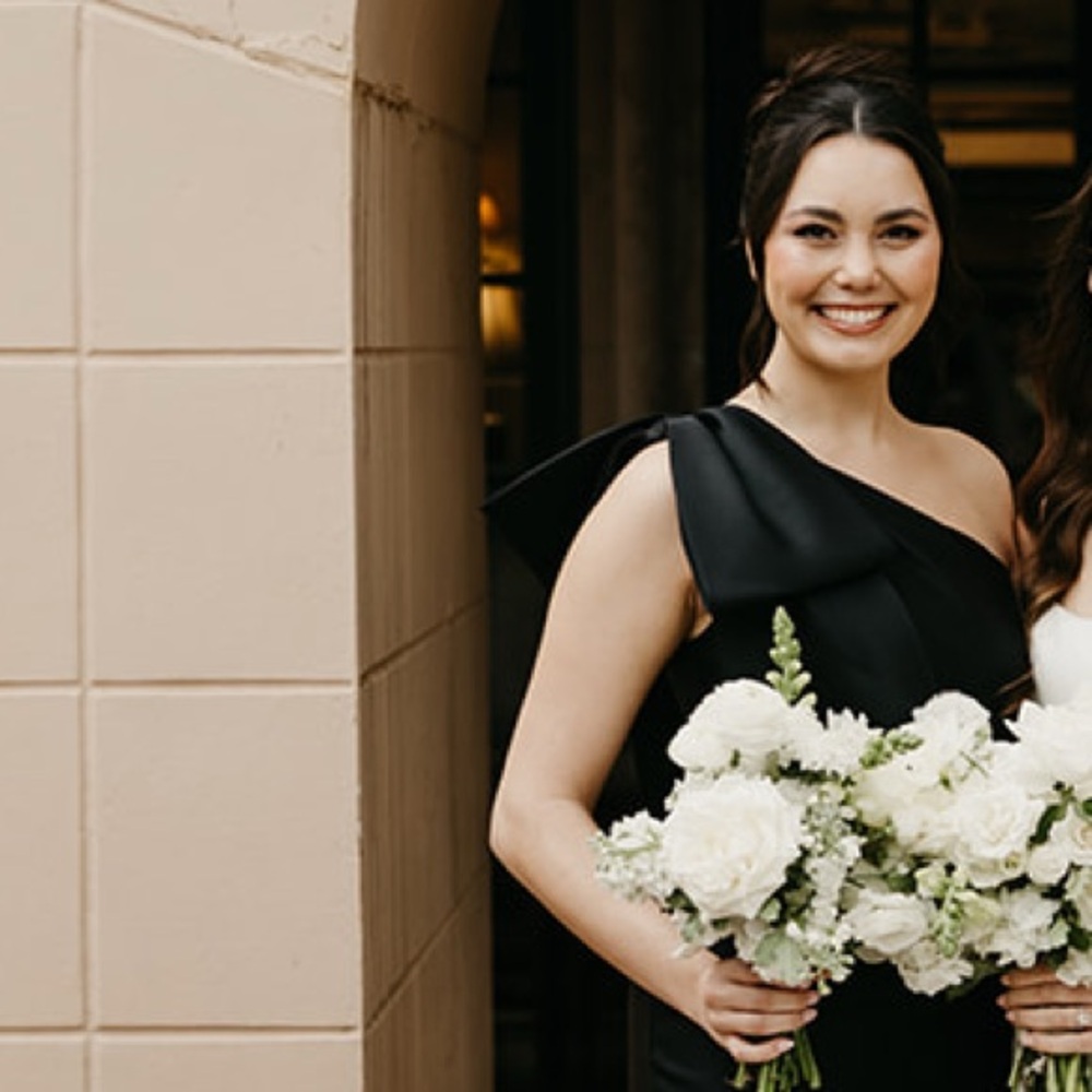 ALFRED SUNG One Shoulder Black Dress